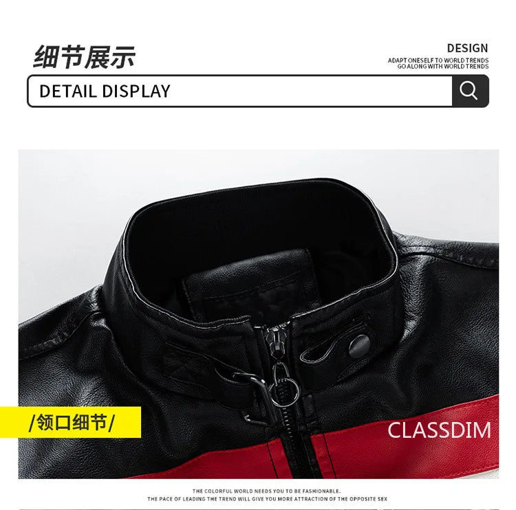 Men Stand Collar Moto Leather Jackets Slim Fit Leather Coats High Quality Male Fashion Autumn Winter Casual Leather Jackets 5XL