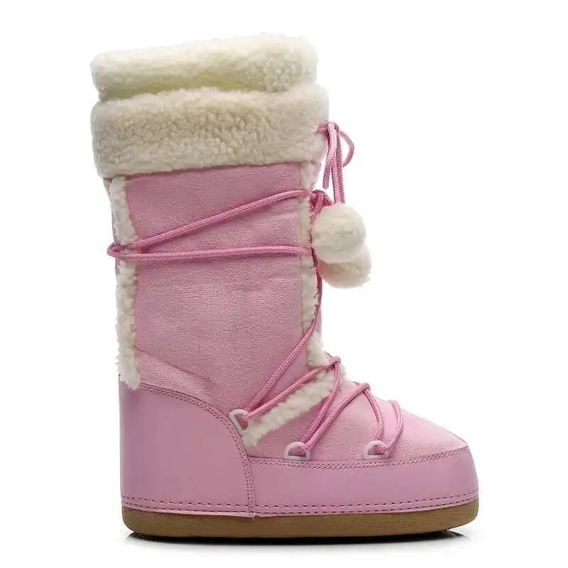 Women's Winter Boots 2026 Women Snow Boots Cold-proof Warm Mid-calf Pink Space Boots Slip-resistant Cotton Woman Winter Shoes