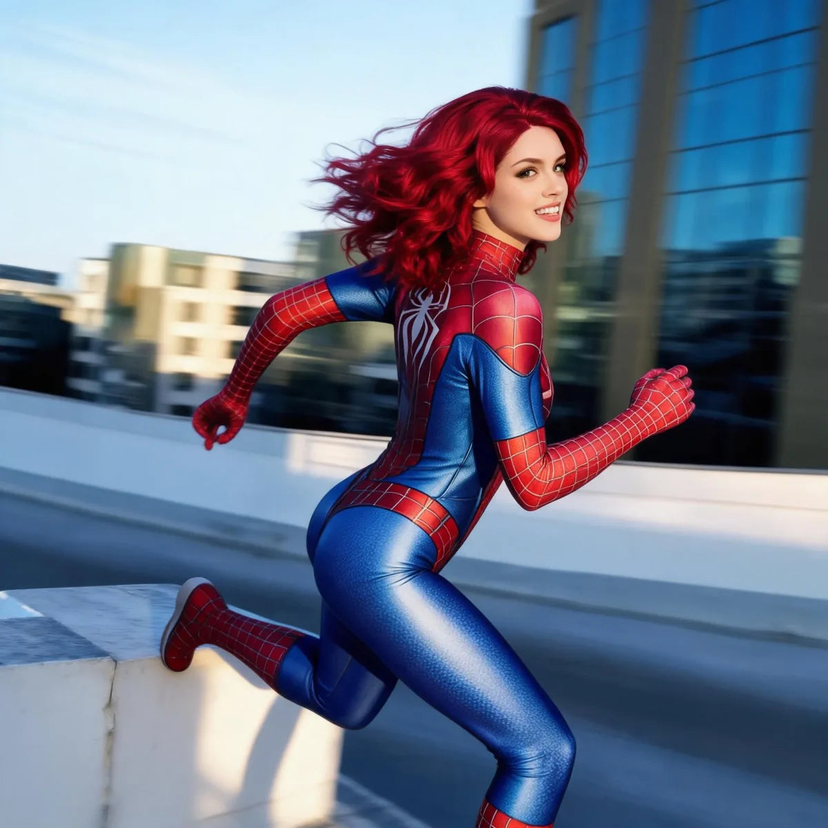 MJ Spider Woman Superhero Cosplay Costume Miles Morales Spiderwoman Spidey Superhero Halloween Bodysuit Zentai Suit Jumpsuit
