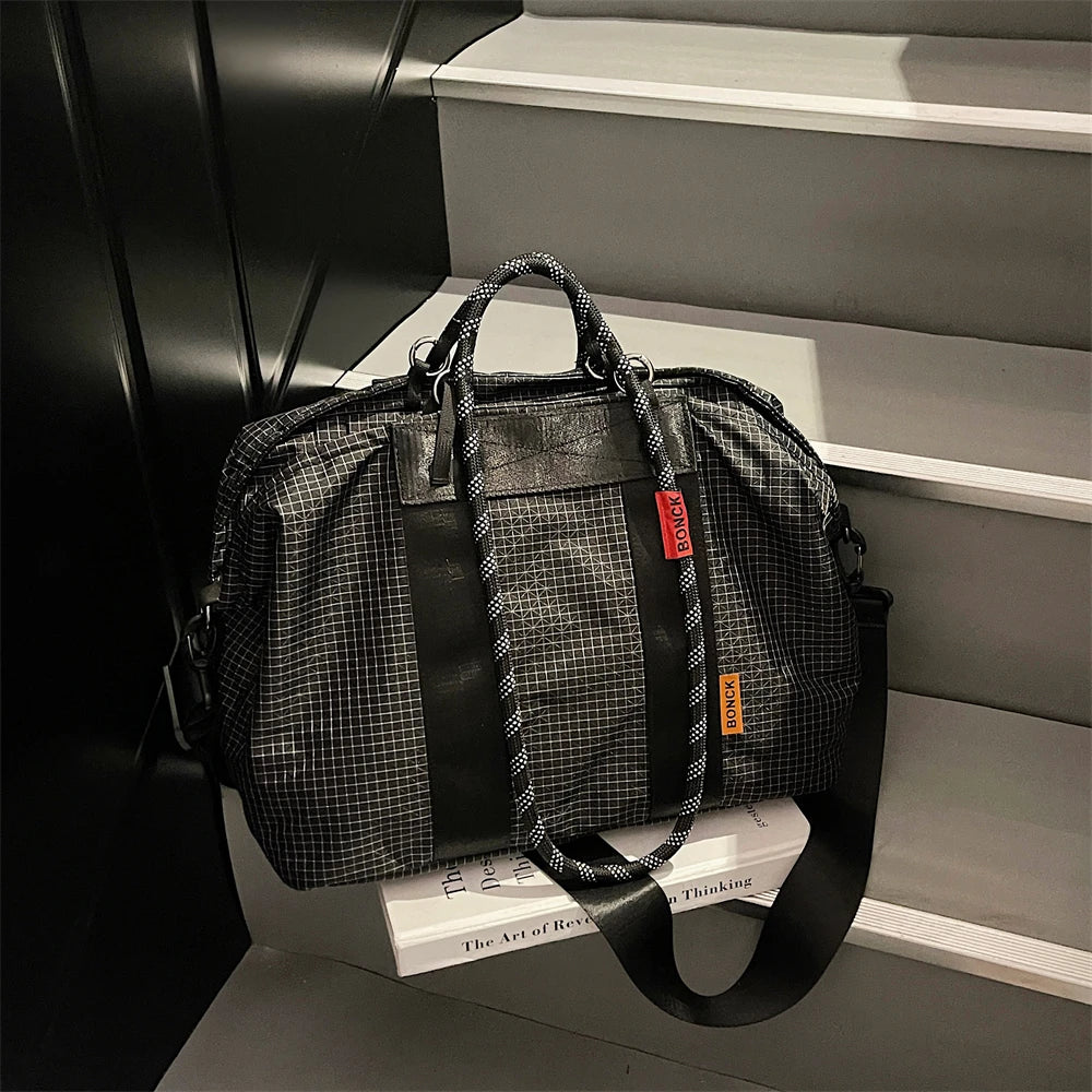 Geometric Design Travelling Shoulder Crossbody Gym Bags For Women Wet and Dry Separated Large Capacity Shopper Handbag For Sport