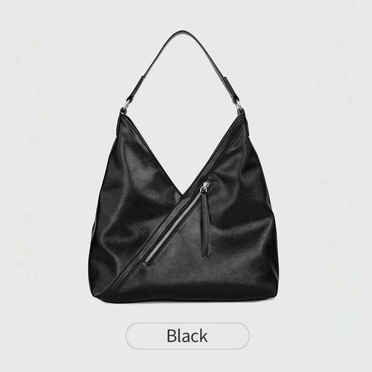 Classic Women's Large Black Shoulder Bag Fashionable High Quality Crossbody Bag Casual Soft Leather Handbag Lazy Retro Tote Bag
