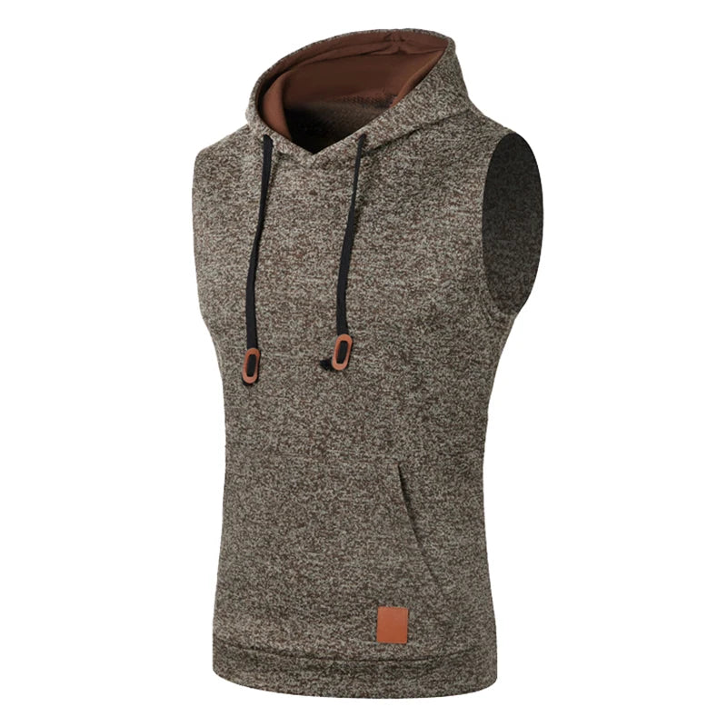 Mens Sleeveless Hoodies Fashion Casual Hooded Sweatshirt Men Bodybuilding Tank Top Sporting Shirt Waistcoat Vest Gym