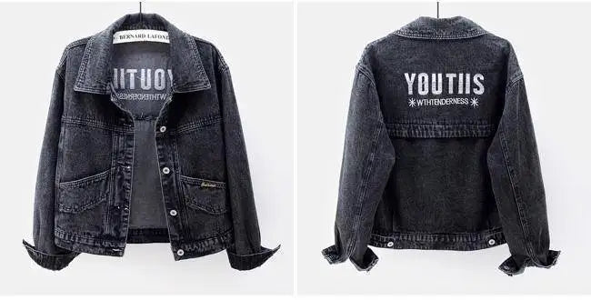 Denim Coats Women Short Coat Single Breasted Casual Embroidery Turn Down Collar Y2k Streetwear Jackets Work Slim Fit Spring