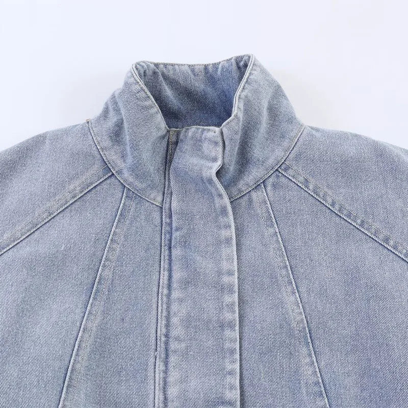 UETEEY Fashionable Versatile Loose Long Sleeve Denim Jacket Women's Cross-Border  Street Style Thickened Zipper Closure