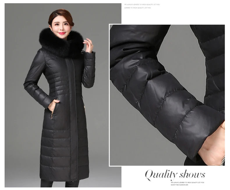 Shengyu Boya Middle-Aged and Elderly Women's Over-The-Knee Long down Jacket, Thickened Slim-Fit Coat for Mothers, New Style