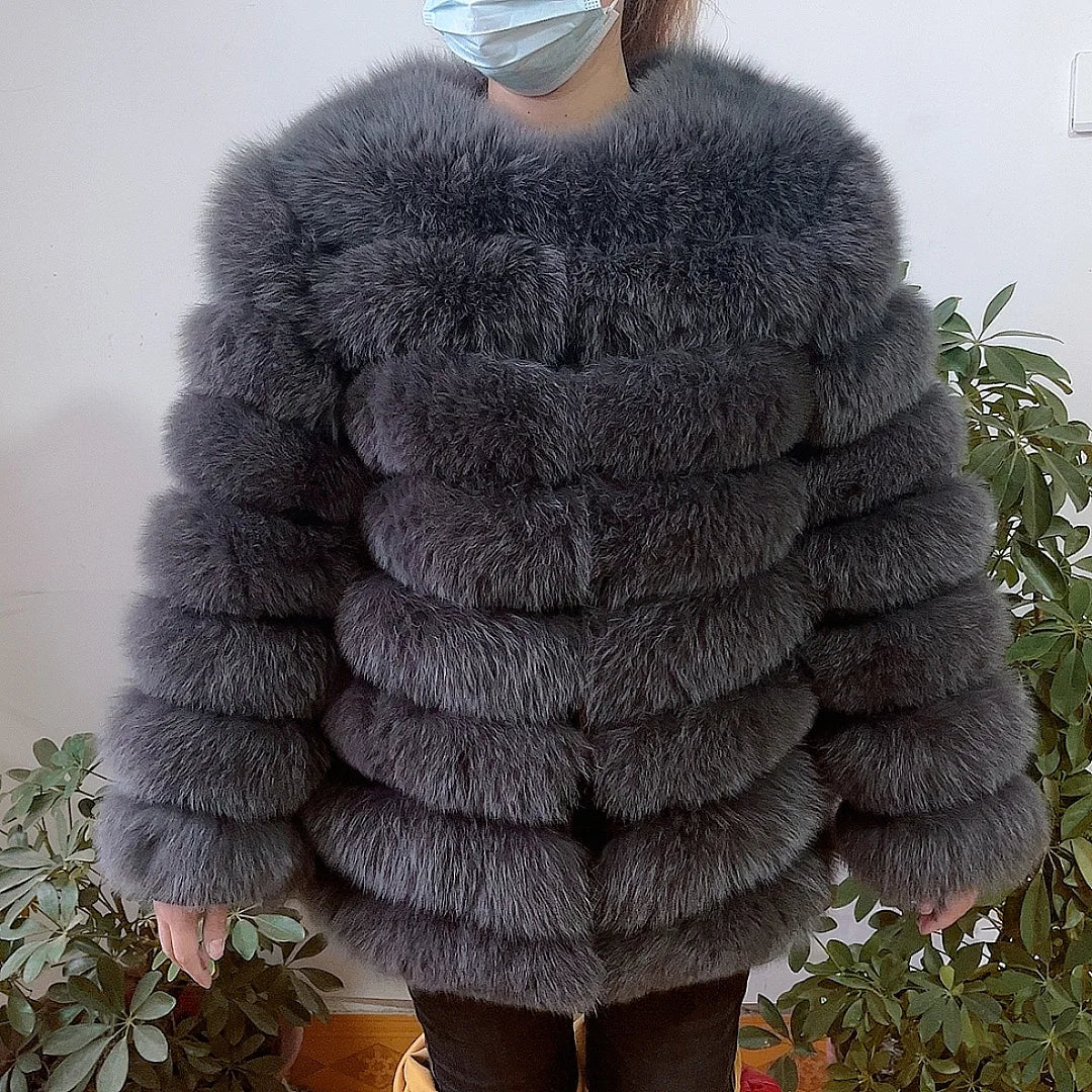 NEW Style Length Sleeves 4in1 Real Fur Coats Women Natural Real Fur Jackets Vest Winter Outerwear Women Fox Fur Coat Quality Fur