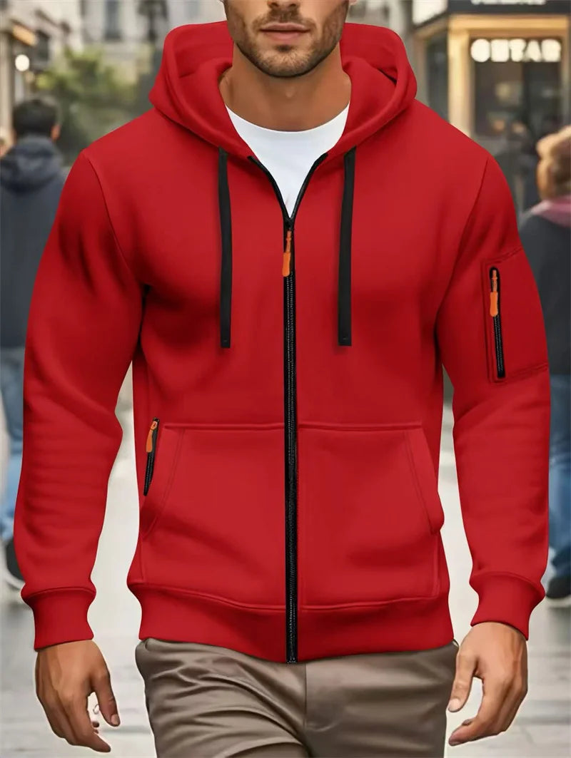 Men's Autumn Winter Hoodies Long Sleeve Sweatshirt Zipper Design Hooded Sweatshirt Men Sportswear Slim Fit Casual coat men tops