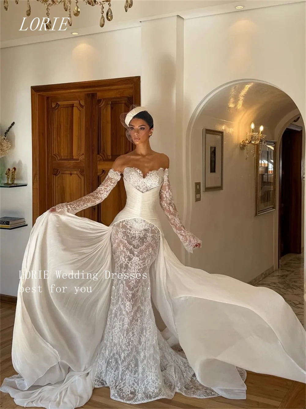 LORIE Luxury Sexy Mermaid Civil Wedding Dress Sweetheart Bridal Dresses Noval Lace Engagement Wedding Gown Customized 2026