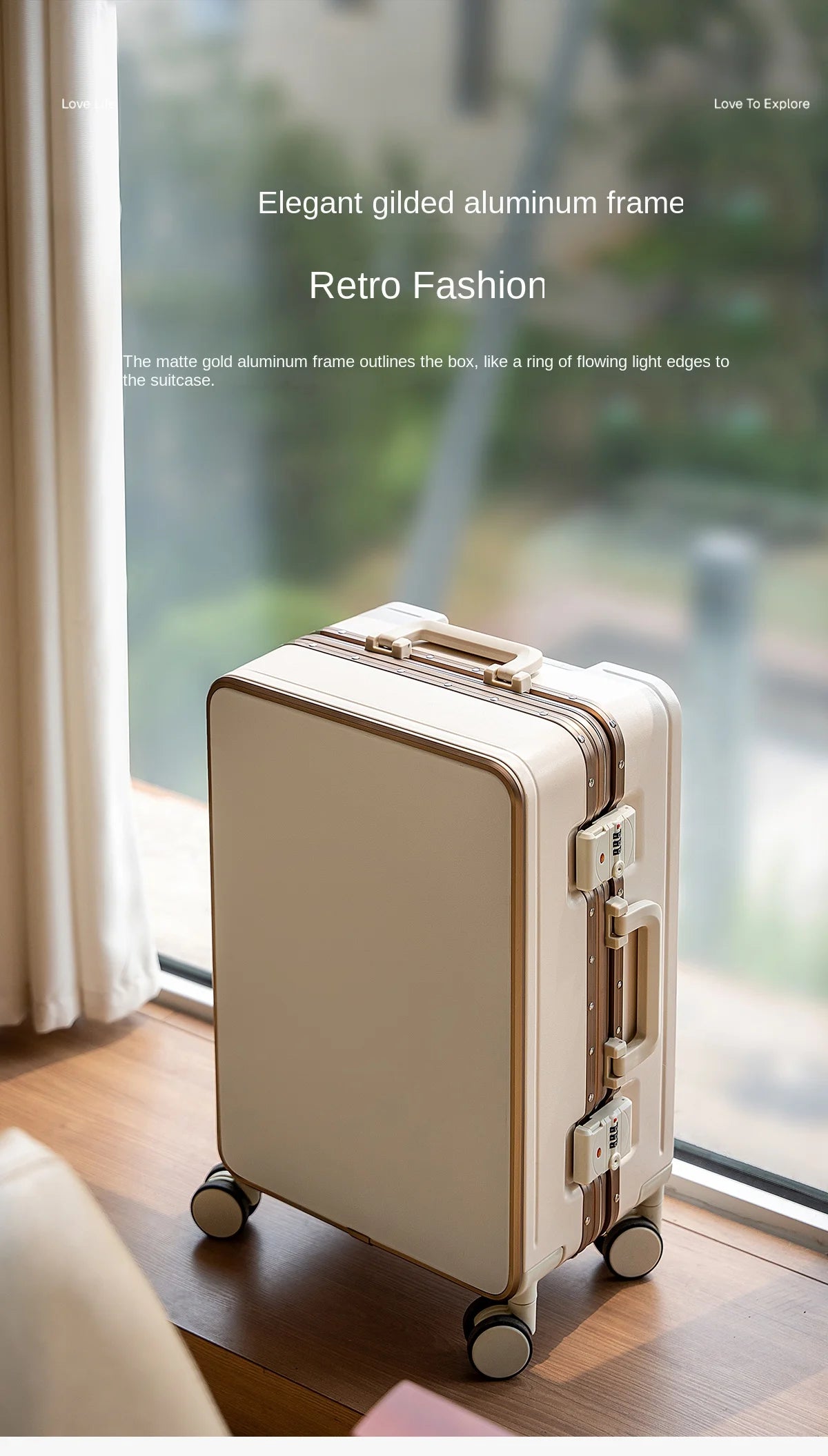 Gilding Aluminum Frame Suitcase Thickened PC Multifunctional 20 inch Boarding box Morandi Color Series 24/ 26 inch Trolley Case