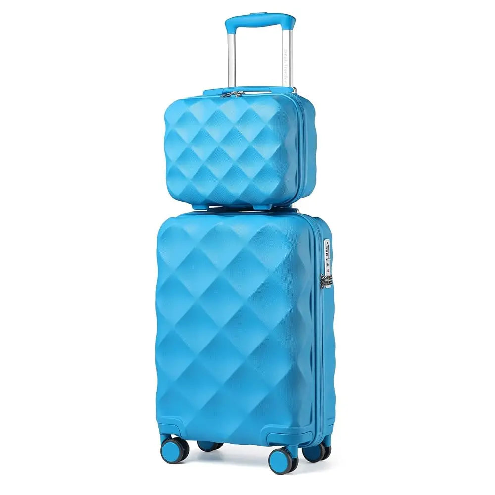 British Traveler 2 Piece Luggage Set | Cabin Case with TSA Lock & Toilet bag | 4 Double Rollers | 31 + 54 cm