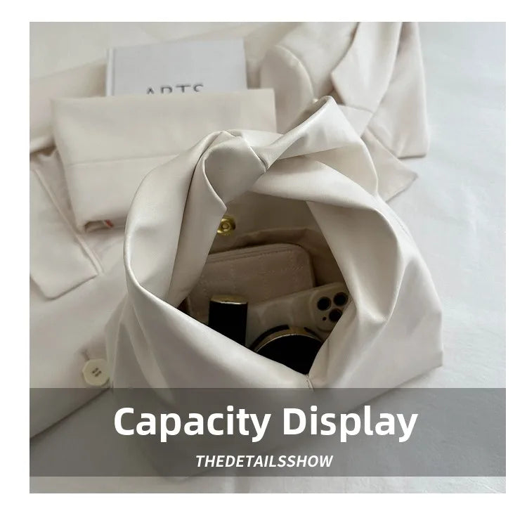 Elegant Folded Cloud Women's Handbag Trendy Minimalist PU Leather Tote Bag Soft Surface Magnetic Buckle Closure Casual Use