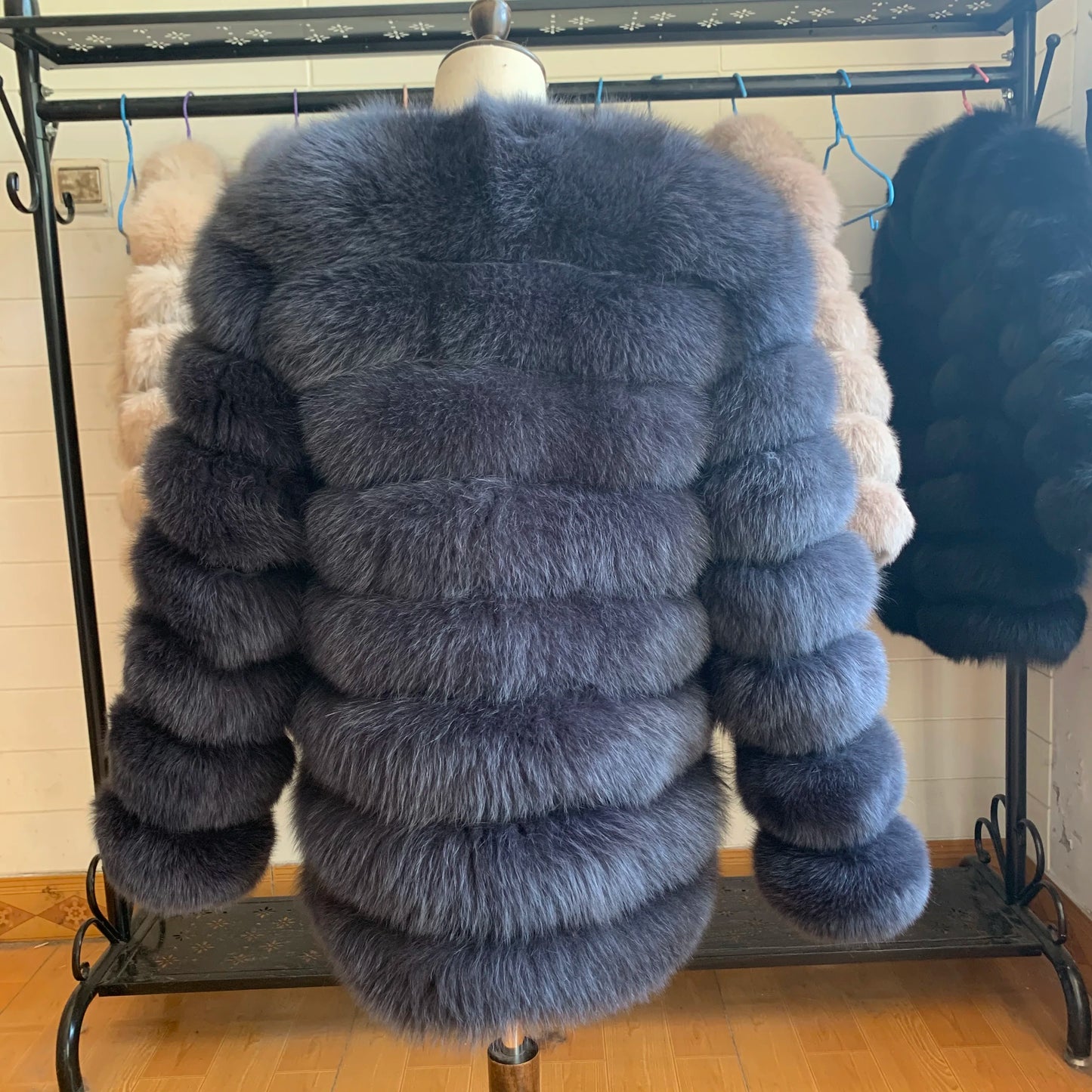 NEW Style Length Sleeves 4in1 Real Fur Coats Women Natural Real Fur Jackets Vest Winter Outerwear Women Fox Fur Coat Quality Fur