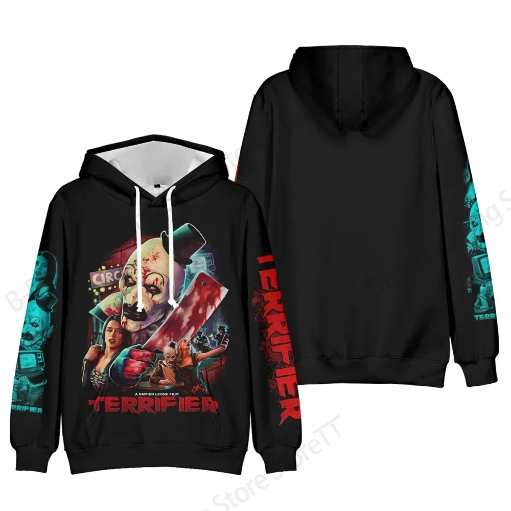 Horror Movie Terrifier Killer 3d Print Hoodie Men Women Fashion Long Sleeve Hoodies Halloween Coat Men Sweatshirt Winter Clothes