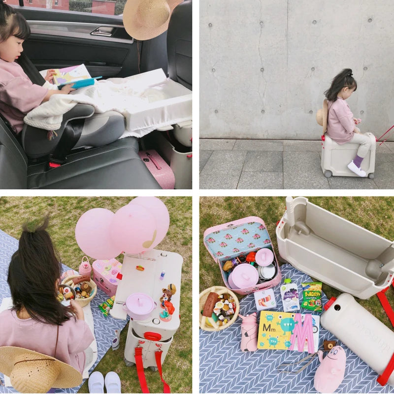Children's Luggage Can Lie Down Can Sit Can Ride Multi Purpose Child Cabin Suitcase ABS Multifunctional Baby Traveller's Bed