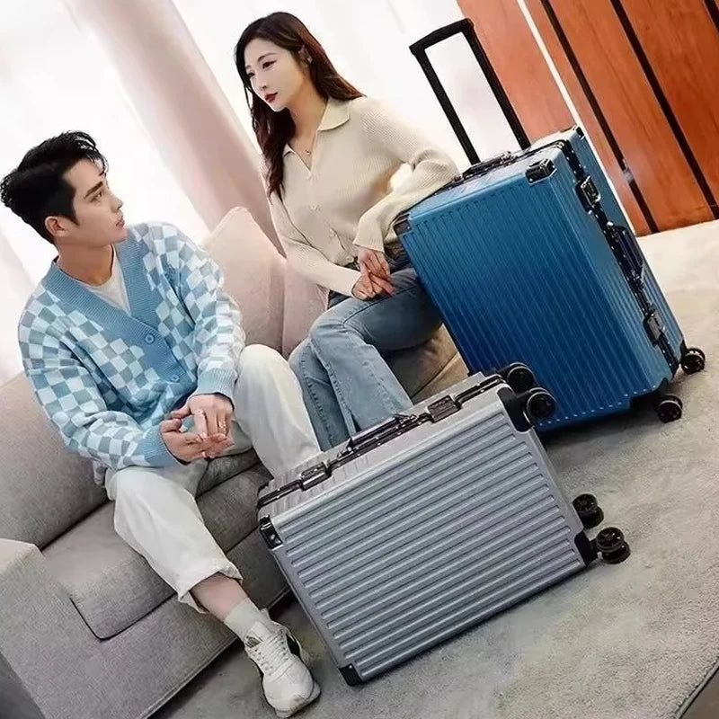 Aluminium Frame Suitcase Large-capacity Trolley Case Strong and Durable Password Cabin Bag Thickened PC suitcase 20/22/24/26/28