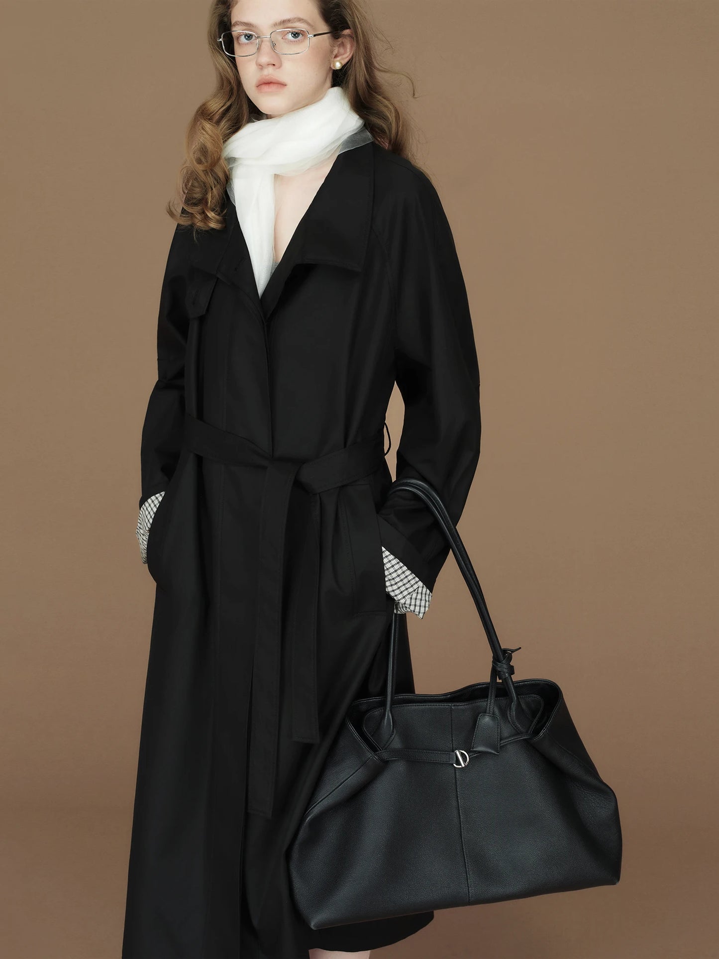 FSLE 2026 Womens British Trench Coat Contrast Cuff Stand Collar Heritage Workwear Style Pink Black Khaki Short Long Trench Coat
