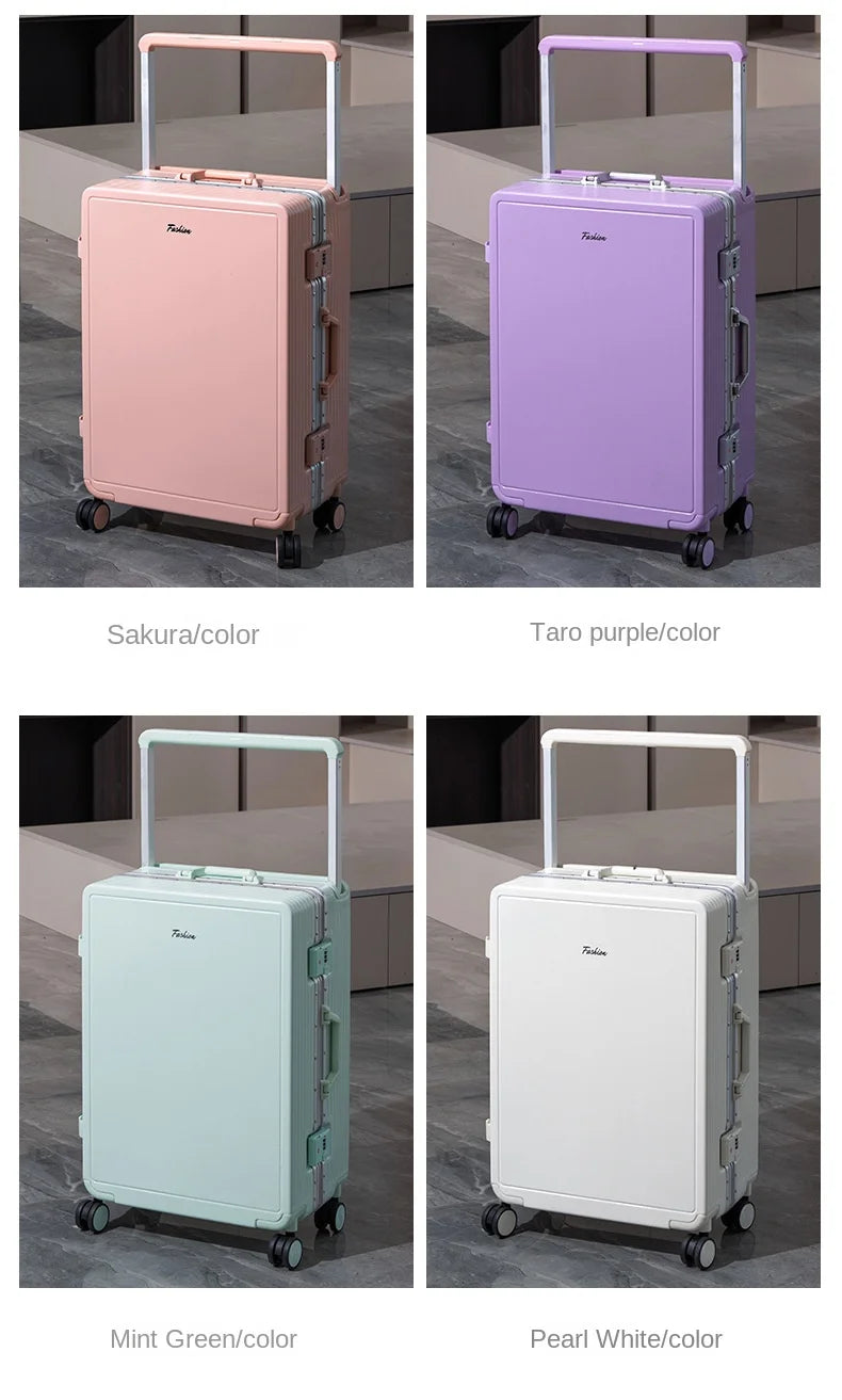 Wide Tie Rod Luggage Aluminum Frame with Durable PC Trolley Case 30 inch Multifunctional Suitcase with Large Capacity