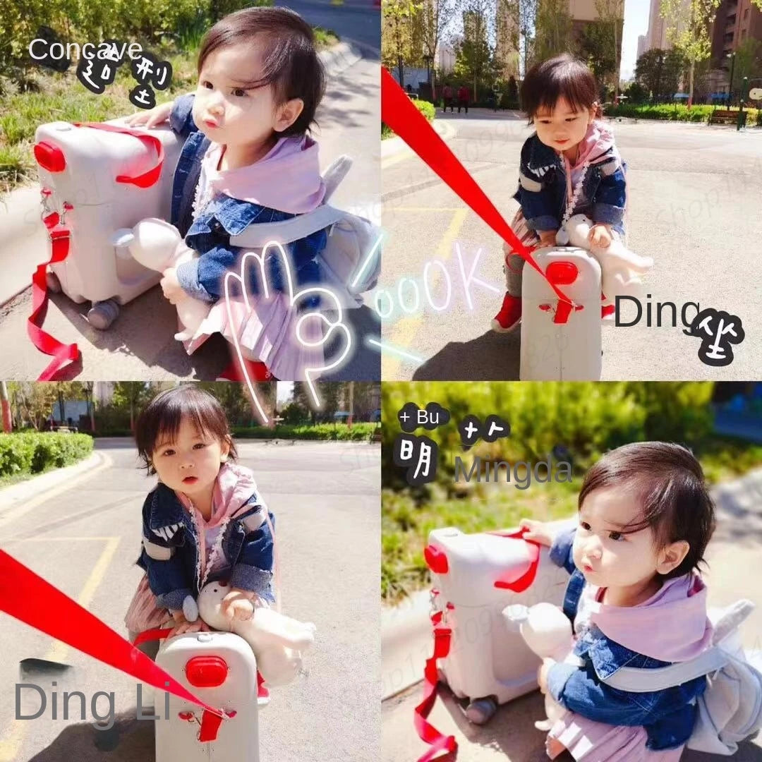 Children's Luggage Can Lie Down Can Sit Can Ride Multi Purpose Child Cabin Suitcase ABS Multifunctional Baby Traveller's Bed