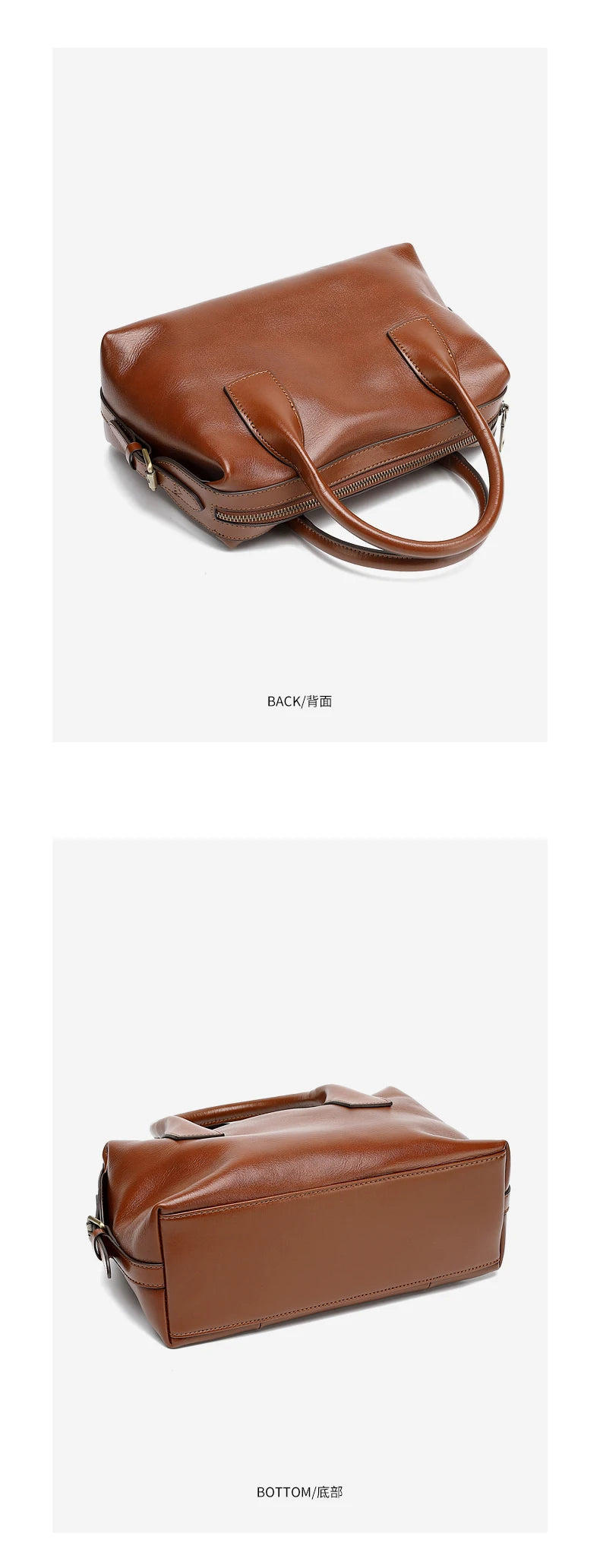 BURMINSA Genuine Cowhide Leather Handbags For Women Retro Pillow Top Handle Bags Bowling Daily Work Crossbody Shoulder Purses