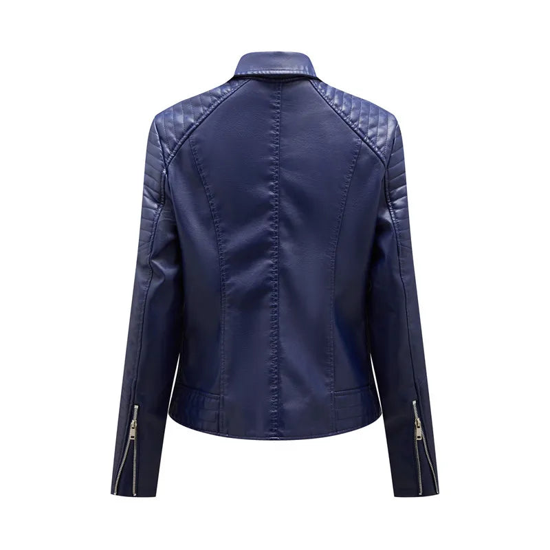 2026 New Fashion Women Faux Leather Jacket, Spring Autumn Zipper Casual Pu Coat, Female Biker Outerwear Ladies Clothes S-XXXL