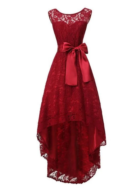 Women's Luxury Wedding Bridesmaid Dresses Elegant Lace Evening Sweet Party Dress Plus Size Slim High Waist Bow Maxi Dresses