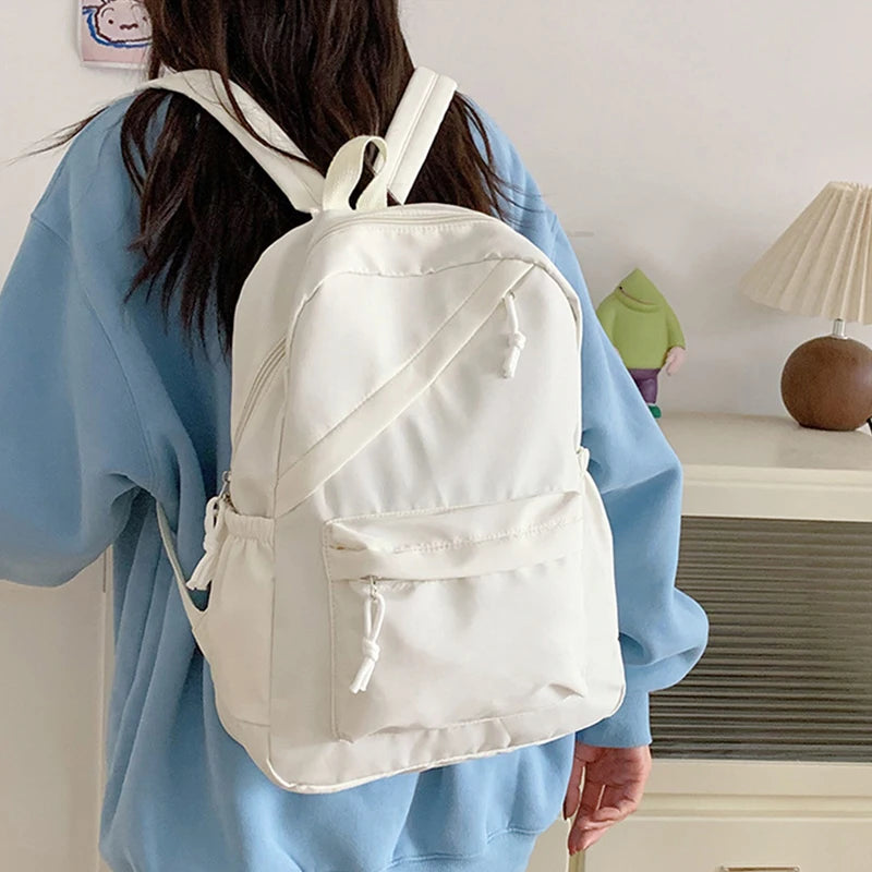 School Large Capcity Nylon Solid Color Backpack Handbag Pencil Case Casual Fashion Shoulder Bag For Women
