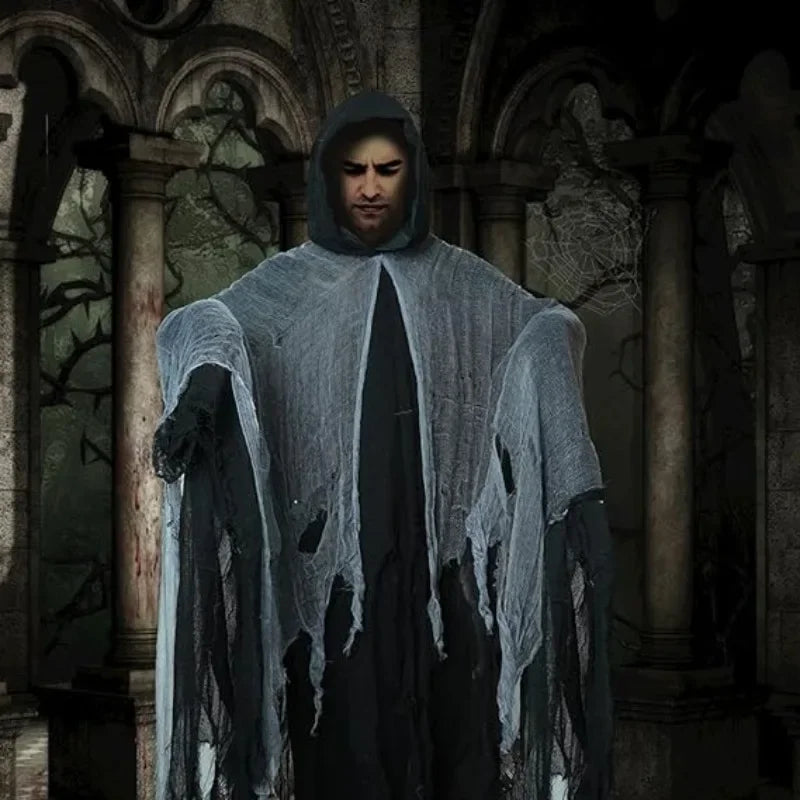 1/2/3PCS Halloween Scary Cloak Cape Costume Skull Zombie Prop for Adults Kid Cosplay Party Haunted House Outdoor Horror Supplies