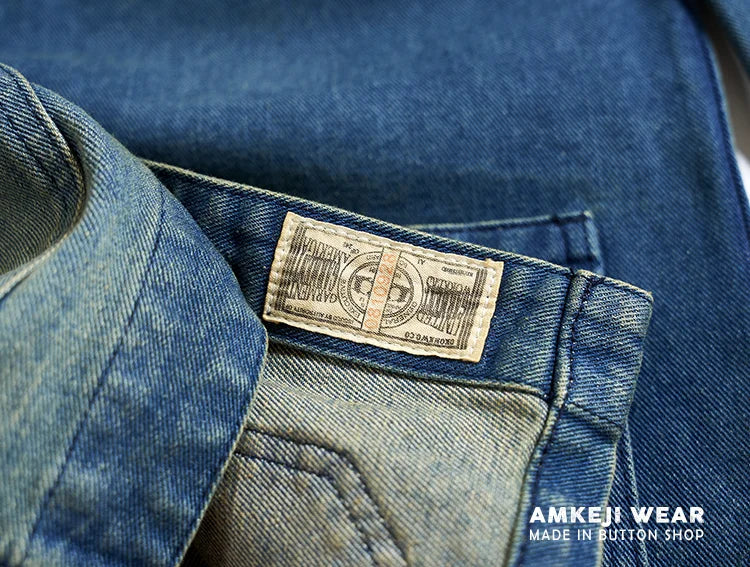 American Retro Thickened Heavyweight Men's Denim Jacket Casual Autumn Winter Workwear Outerwear Standard Fit Multi-Pocket Washed