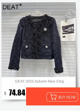DEAT 2026 Autumn New Fashion Metal Buckle Design Shoulder Strap Denim Short Jacket For Women High Street Coat Female 11A06995