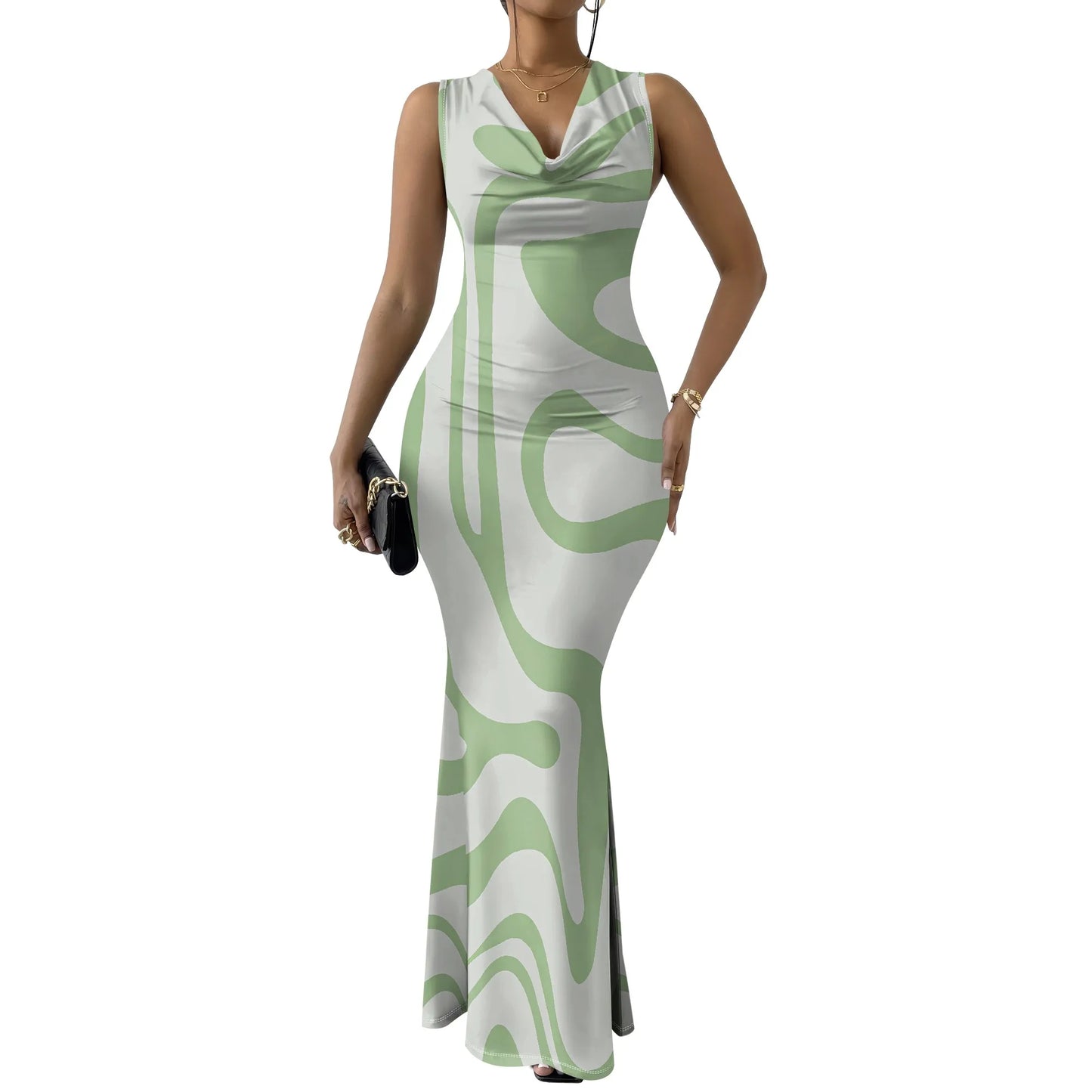 Womens Sexy Casual Dresses Colorful Geometric Off-Shoulder Maxi Dress  Artistic Party Evening Resortwear Swing Neck Dress