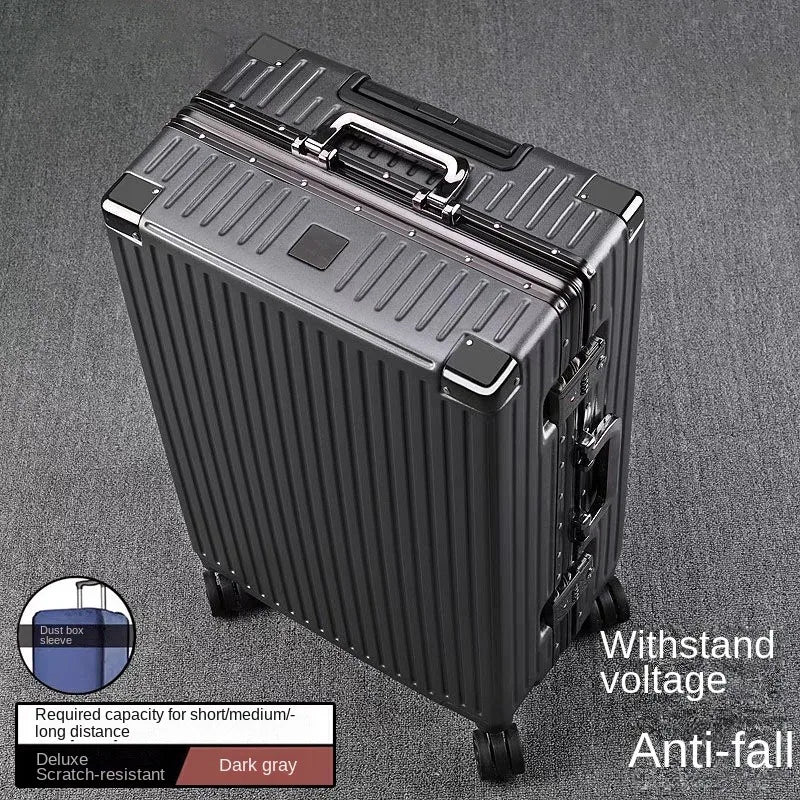 Aluminium Frame Suitcase Large-capacity Trolley Case Strong and Durable Password Cabin Bag Thickened PC suitcase 20/22/24/26/28