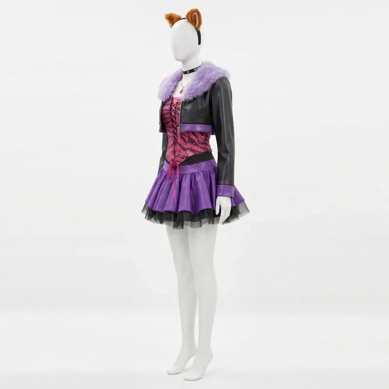 Y2K Gothic Punk Werewolf Girl Costume, Furry Beast Girl Anime Cosplay Dress, Halloween Spooky Role Play Outfit For Women, Kemono