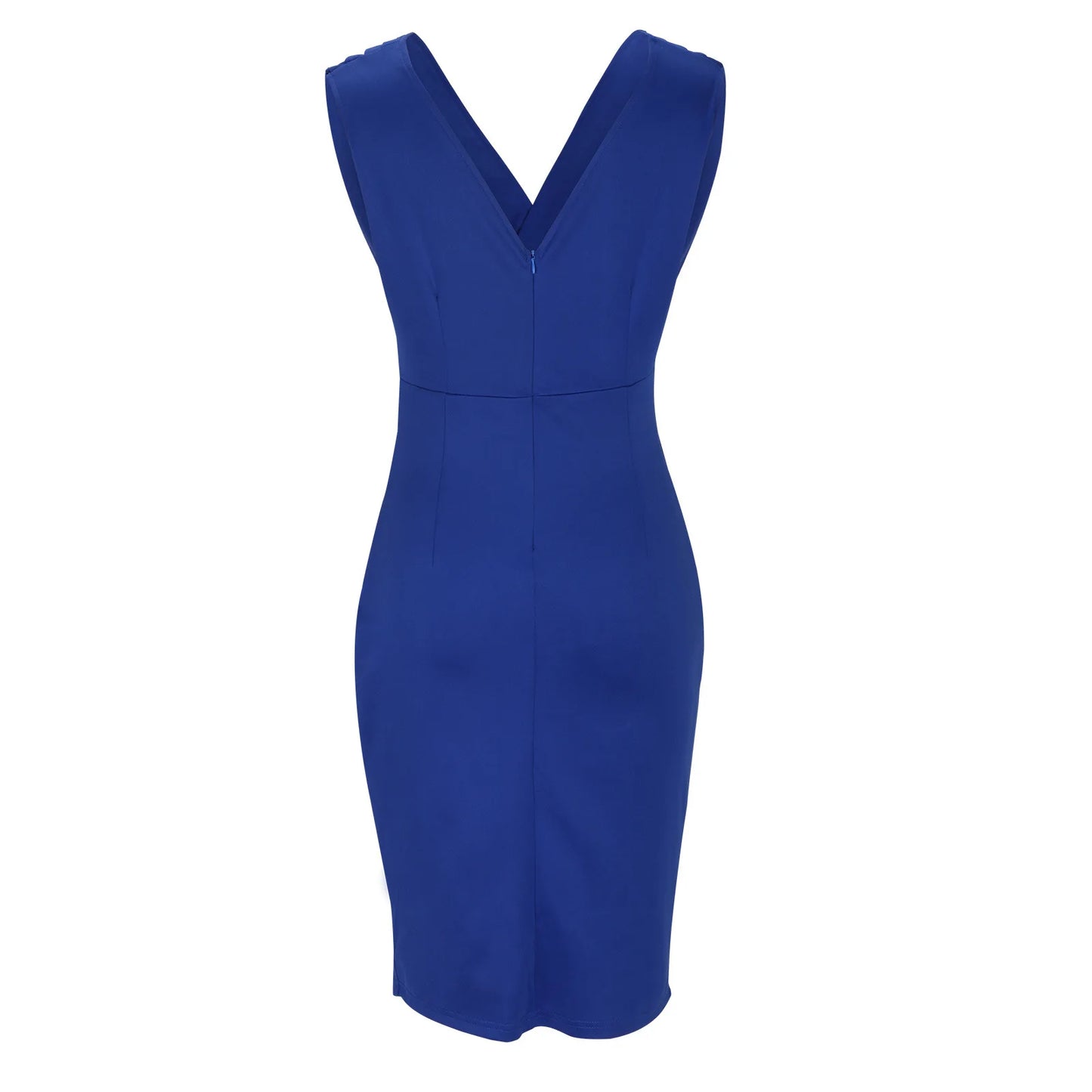Summer Elegant Women Sexy Casual Sleeveless Office Mini Dress Fashion Solid Color V-neck High Waist Tight Side Split Dresses