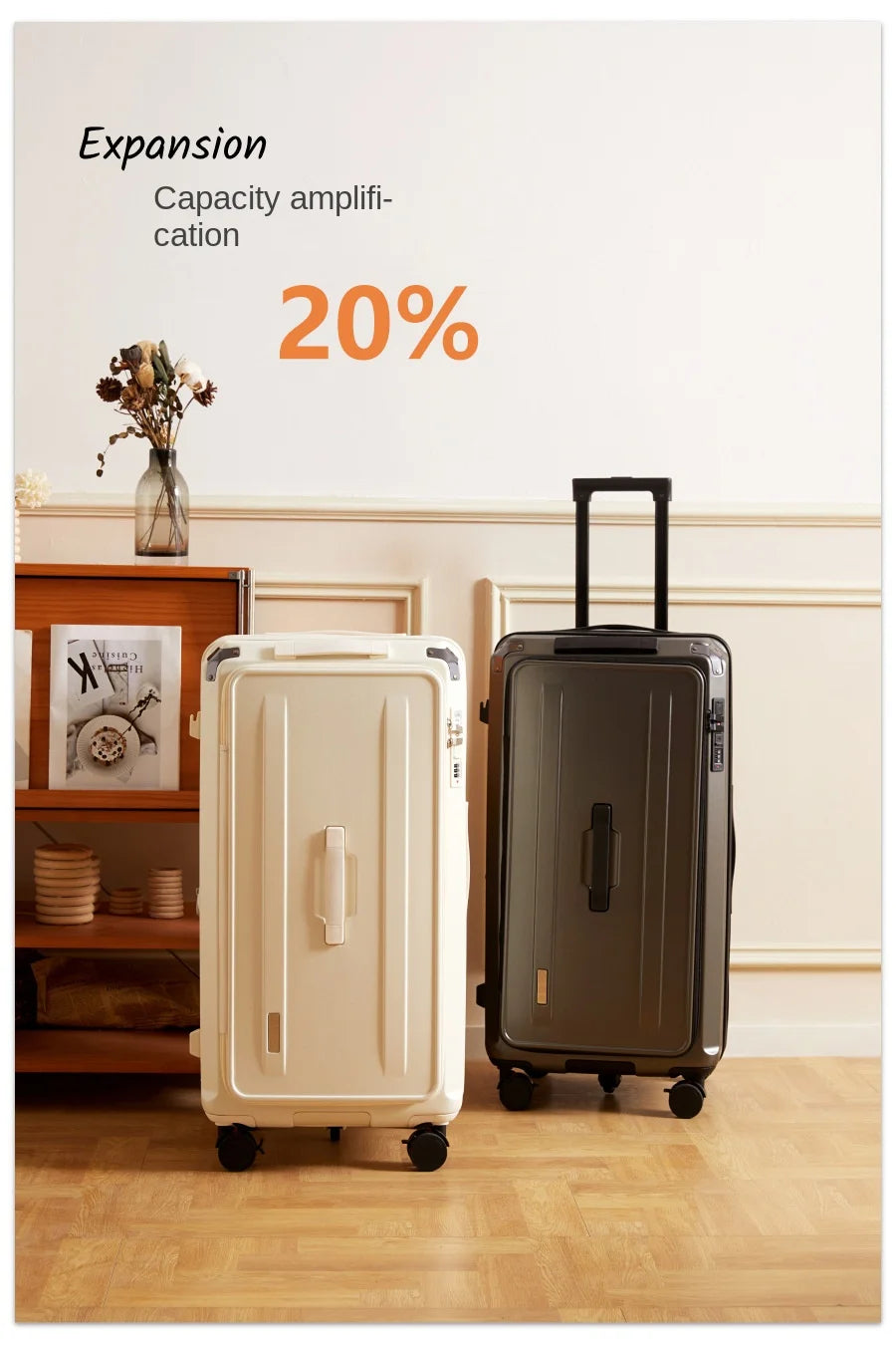 Side-Opening Suitcase 28 inch Large Capacity Expandable Luggage 24/26 Thickened Trolley Case 20 inch Boarding Box with 5 Wheels