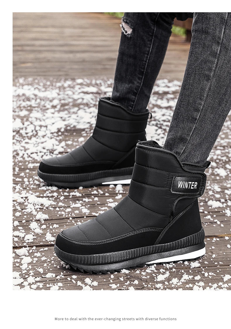 New Men's Winter Boots Warm Plush Snow Boots High Quality Waterproof High-Top Men's Ankle Boots Outdoor Men Hiking Boots Sneaker