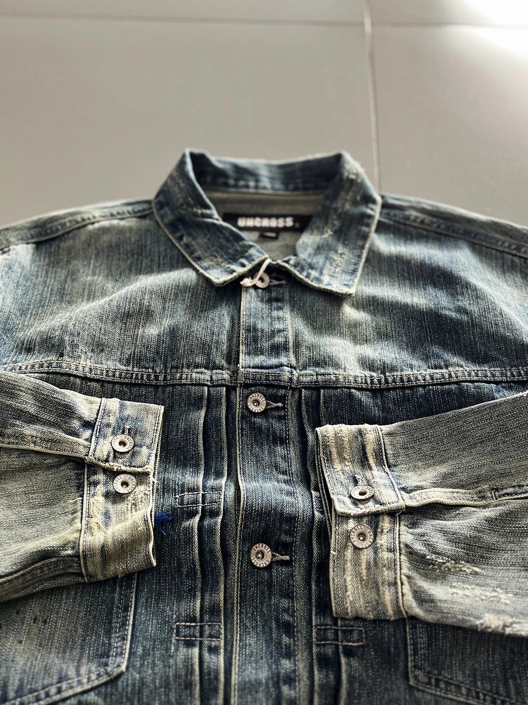 Vintage Washed Denim Jacket Loose Fit Short CleanFit Men's Jeans Coat Casual Style Button Closure Long Sleeve Cotton Jacket