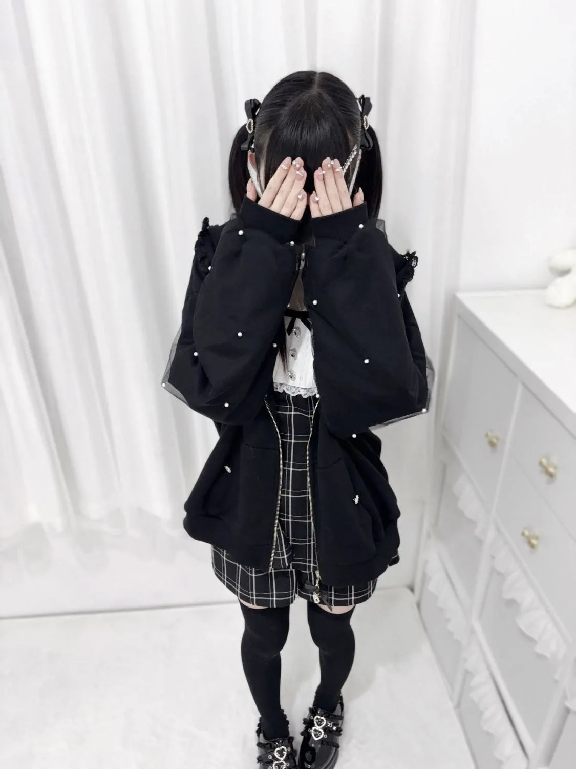 Vintage Japanese Subculture Jirai Kei Jacket Women Y2K Coat Lace Rabbit Ears Hoodie Gothic Sweatshirt Harajuku Halloween Cosplay