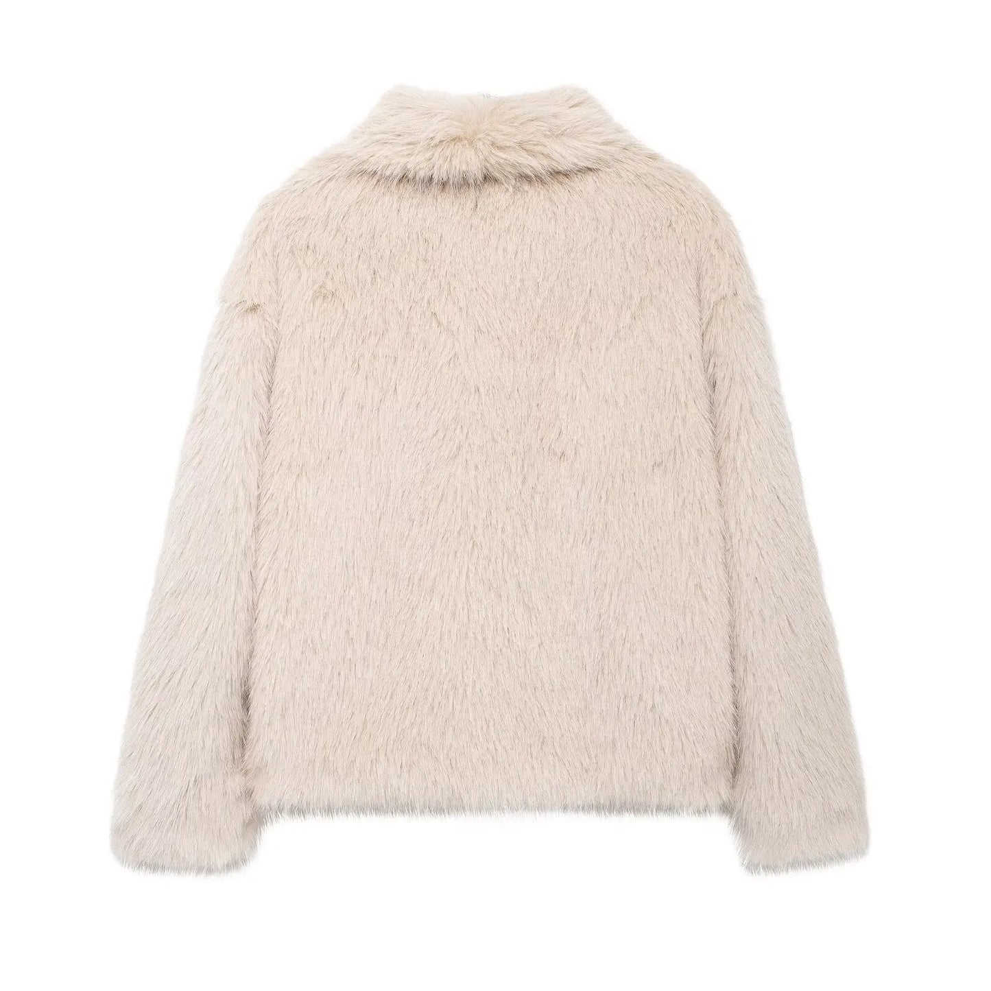 HH 2025 Winter Coats For Women New Artificial Fur Effect Loose Cropped Coat Female Versatile Streetwear Women's Cardigan