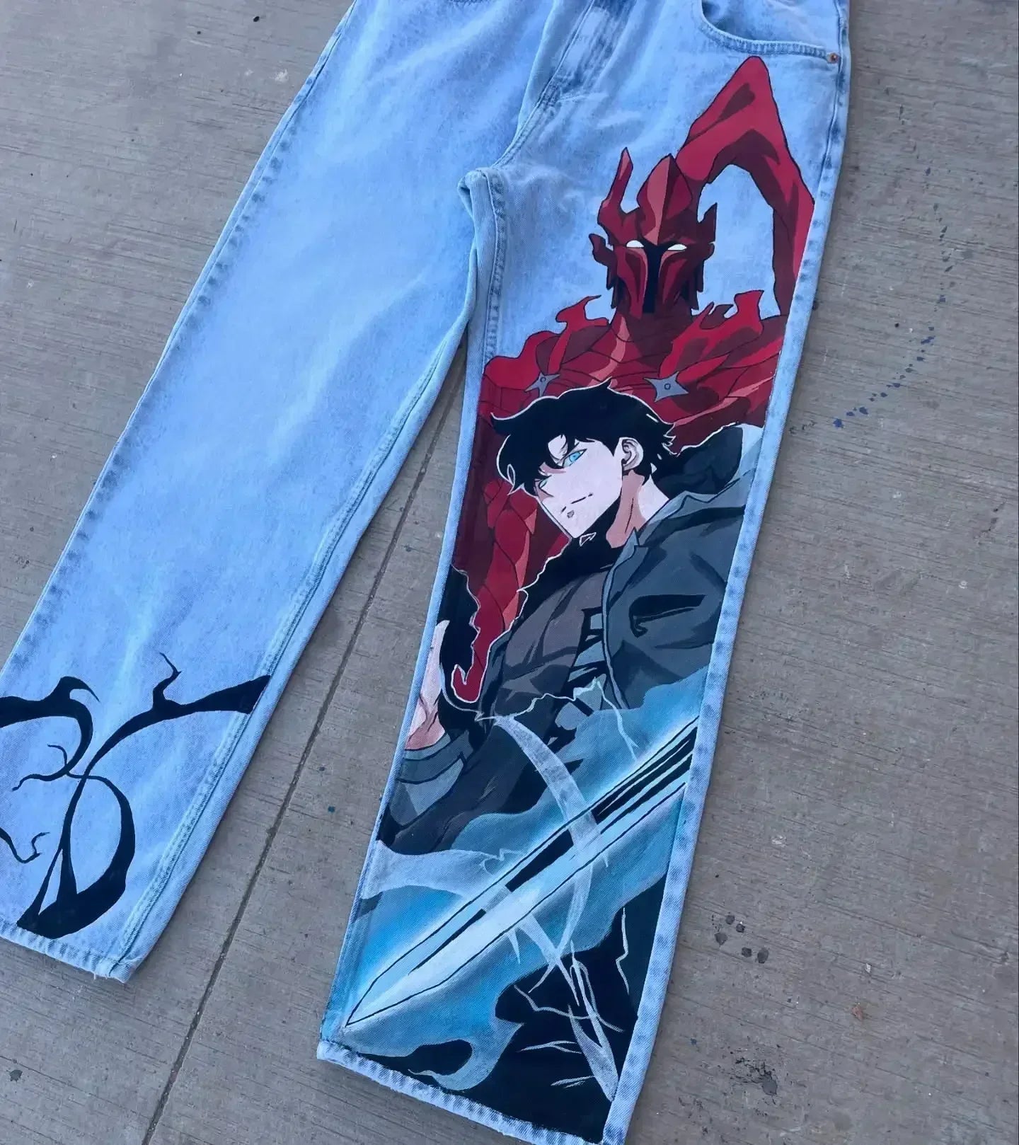 New Y2K Japanese Anime Cartoon Printing Men Loose Trend Jeans Street High Waist Women Pants Hip Hop Harajuku Men's Clothing