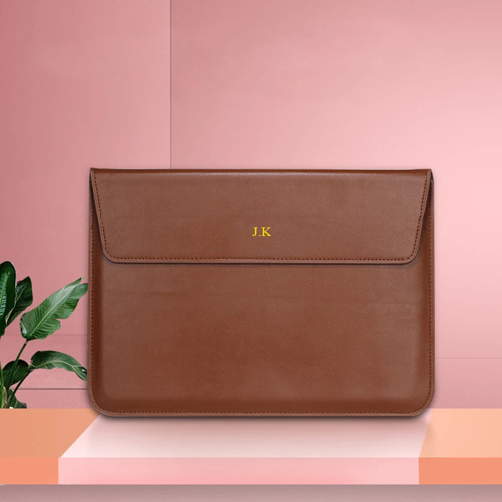 Engrave Name Crocodile Pattern Laptop Sleeve Bag Leather Luxury Waterproof Laptop Bag Fashion Notebook Computer Storage Bags