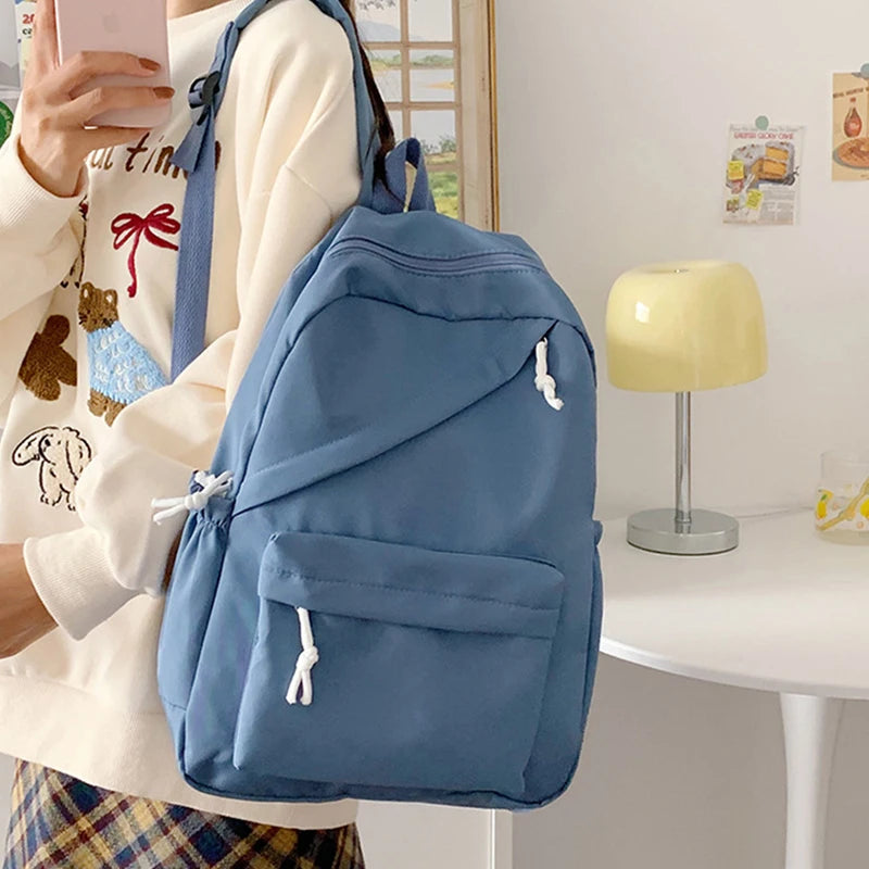 School Large Capcity Nylon Solid Color Backpack Handbag Pencil Case Casual Fashion Shoulder Bag For Women