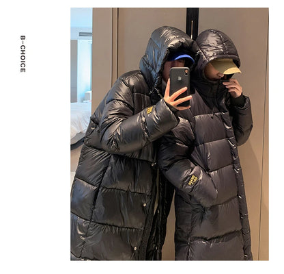 Black Down Jacket Women Hooded Coat Keep Thickening Warm Fashion Streetwear Duck Down Feather Female 2024 Winter Long Outwear