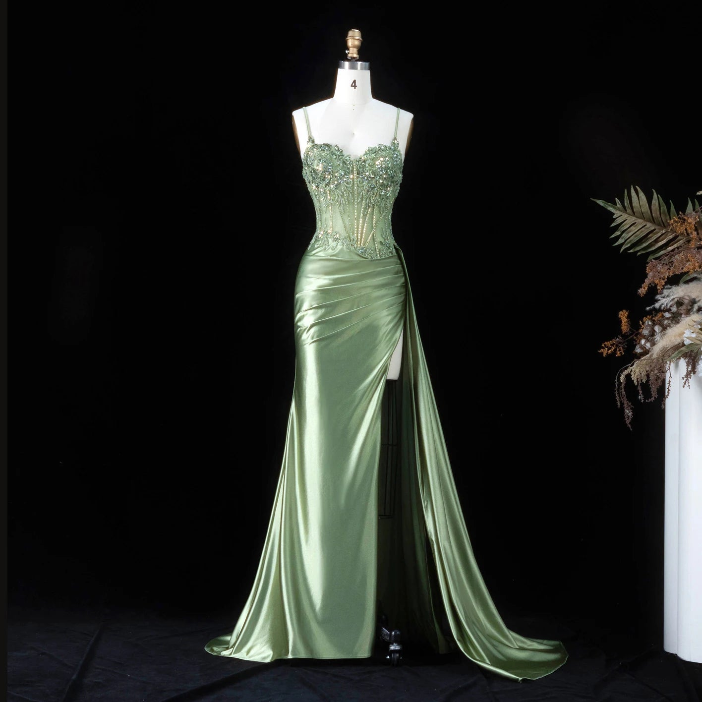 Sharon Said Women' s Floral Wedding Party Gown 2026 Draped Elegant Sequined Evening Prom Dresses with Side Slit SH197 Customized