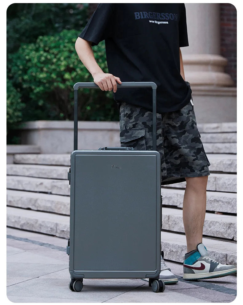 Wide Tie Rod Luggage Aluminum Frame with Durable PC Trolley Case 30 inch Multifunctional Suitcase with Large Capacity