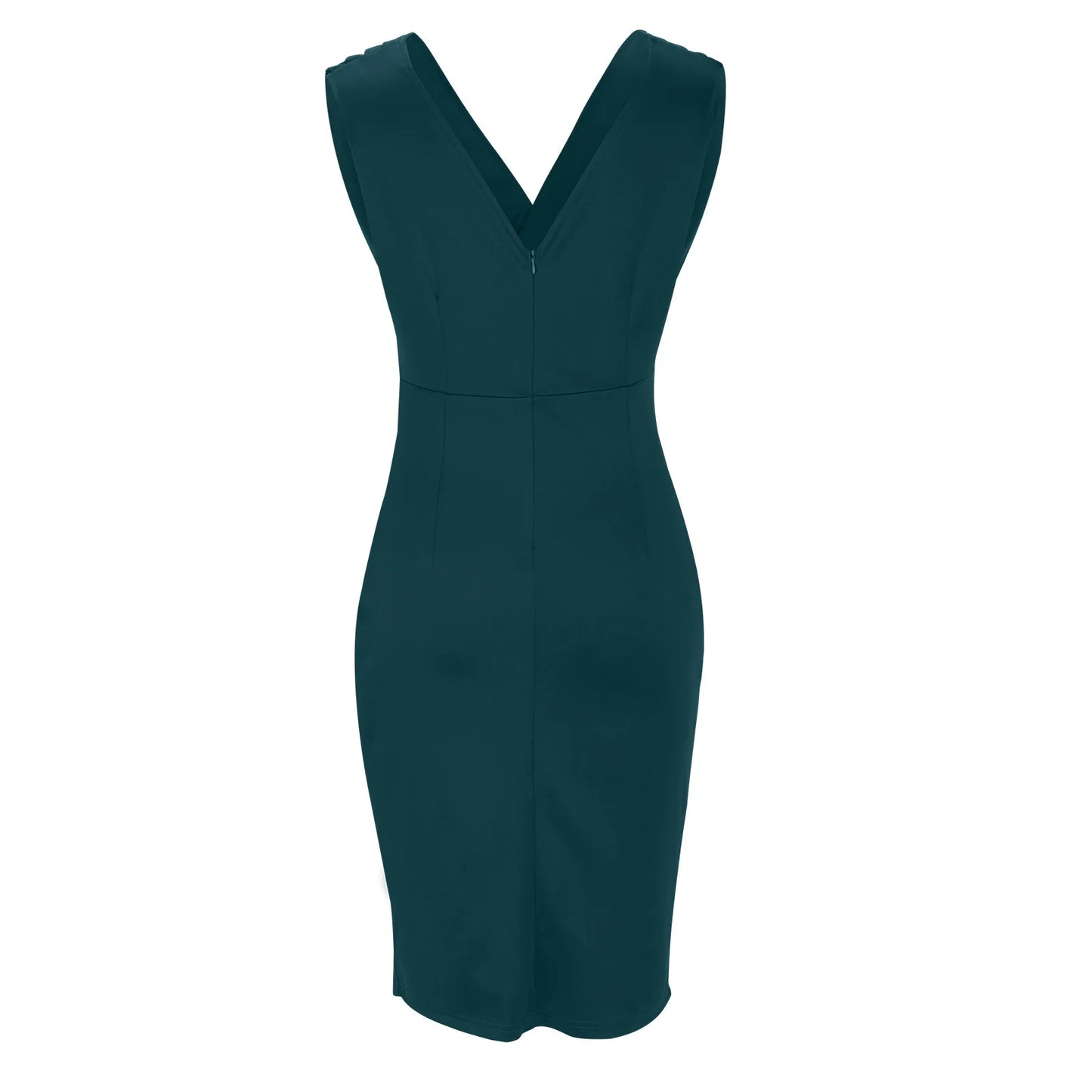 Summer Elegant Women Sexy Casual Sleeveless Office Mini Dress Fashion Solid Color V-neck High Waist Tight Side Split Dresses