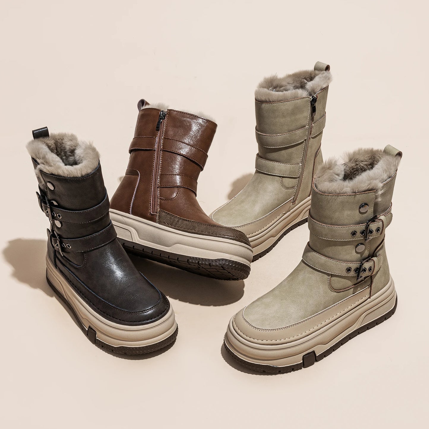 AIYUQI Women's Genuine Leather Snow Boots 2026 Winter New Platform Warm Women Mid-calf Boots Stylish Thick Boots For Women
