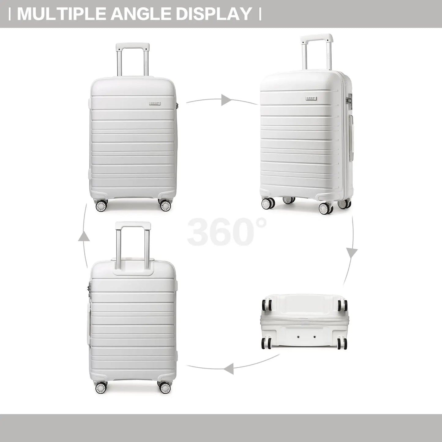 KONO 40L hand luggage Trolley Suitcase Lightweight 4 Twin wheels Hard suitcase TSA Lock Polypropylene