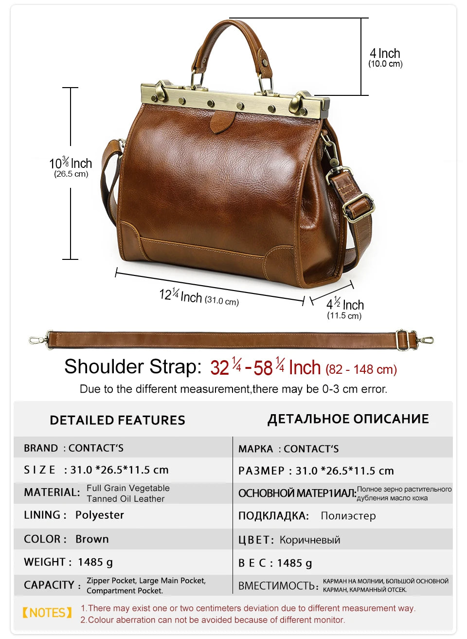 CONTACT'S Genuine Leather Top Handle Bags for Women Sling Shoulder Bags Tote Bag Handbags Metal Frame Female Bags Office Ladies