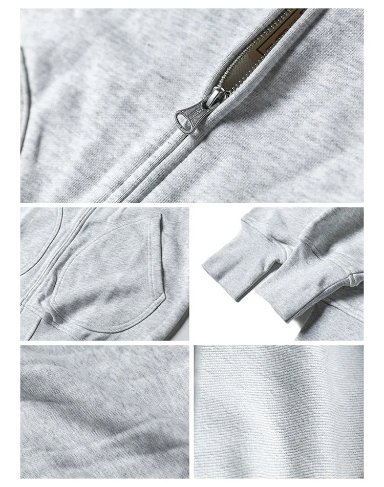 Non Stock Men's Zip Up Hooded Sweatshirt Heavyweight Solid Color Hoodies Thick