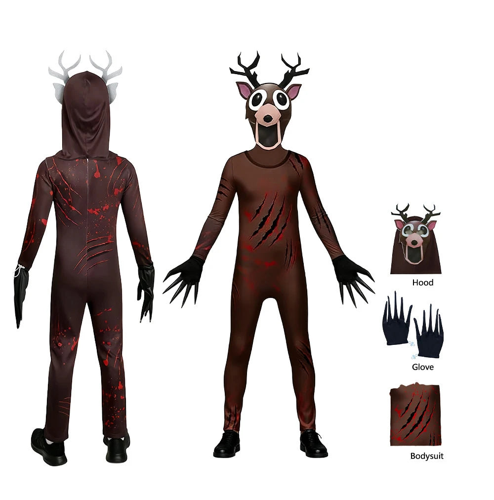 99 Nights In The Forest Deer Costume Fnaf Horriable Halloween owl  party Costume for Adult Kid Nightmare Reindeer Christmas Gift